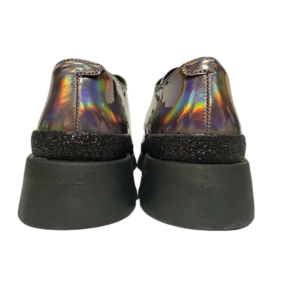 NEW Steve Madden Girls Size 4 Platform Iridescent Oxford Shoes Black Shimmer - Picture 5 of 10